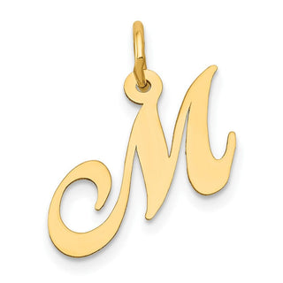 10K Yellow Gold Small Fancy Script Initial M Charm