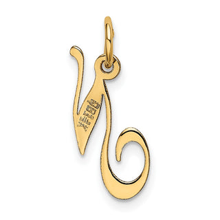 10K Yellow Gold Small Fancy Script Initial N Charm