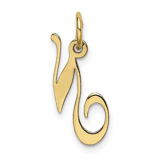 10K Yellow Gold Small Fancy Script Initial N Charm
