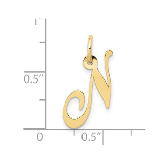 10K Yellow Gold Small Fancy Script Initial N Charm