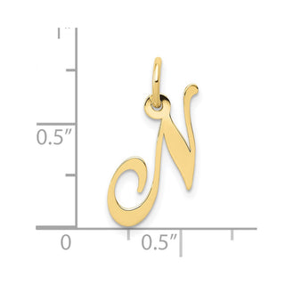 10K Yellow Gold Small Fancy Script Initial N Charm