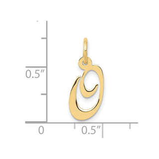 10K Yellow Gold Small Fancy Script Initial O Charm