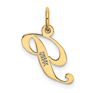 10K Yellow Gold Small Fancy Script Initial P Charm