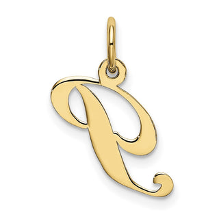 10K Yellow Gold Small Fancy Script Initial P Charm