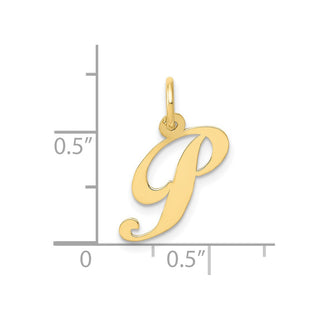10K Yellow Gold Small Fancy Script Initial P Charm