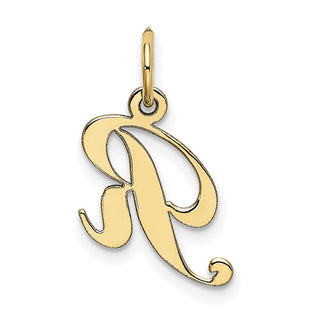 10K Yellow Gold Small Fancy Script Initial R Charm