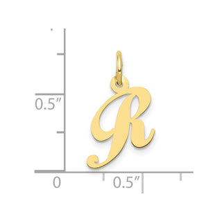 10K Yellow Gold Small Fancy Script Initial R Charm