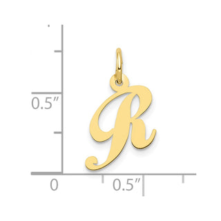 10K Yellow Gold Small Fancy Script Initial R Charm