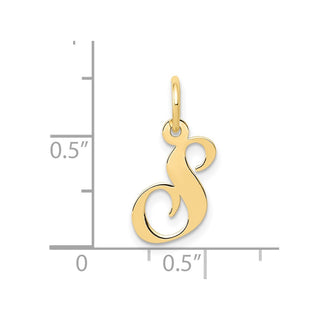 10K Yellow Gold Small Fancy Script Initial S Charm