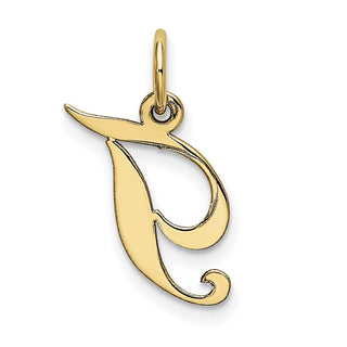 10K Yellow Gold Small Fancy Script Initial T Charm