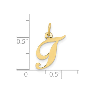 10K Yellow Gold Small Fancy Script Initial T Charm