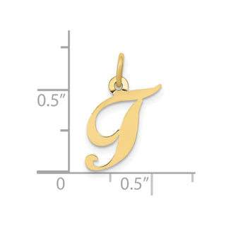 10K Yellow Gold Small Fancy Script Initial T Charm