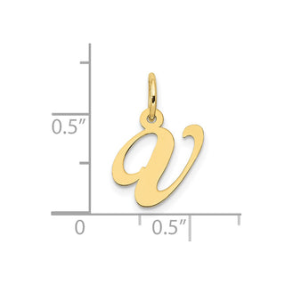 10K Yellow Gold Small Fancy Script Initial V Charm