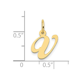 10K Yellow Gold Small Fancy Script Initial V Charm