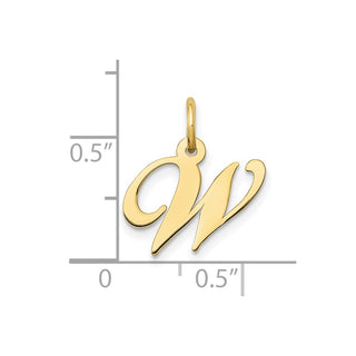 10K Yellow Gold Small Fancy Script Initial W Charm