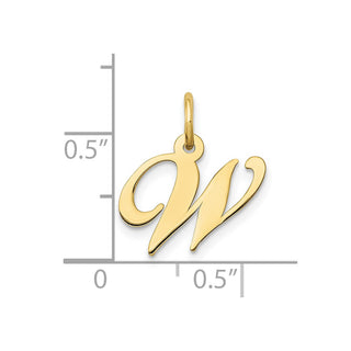 10K Yellow Gold Small Fancy Script Initial W Charm