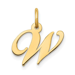 10K Yellow Gold Small Fancy Script Initial W Charm