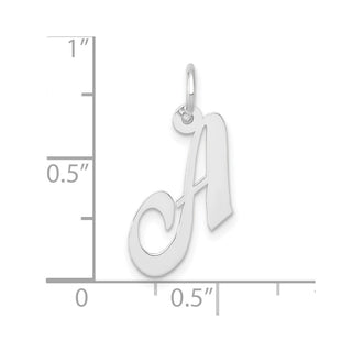 10k White Gold Small Fancy Script Initial A Charm