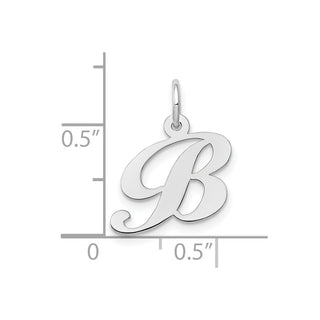 10k White Gold Small Fancy Script Initial B Charm
