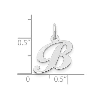 10k White Gold Small Fancy Script Initial B Charm