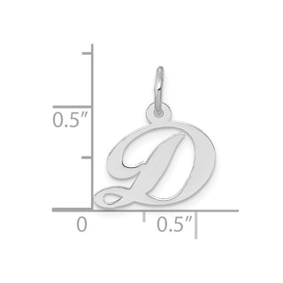 10k White Gold Small Fancy Script Initial D Charm