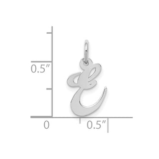 10k White Gold Small Fancy Script Initial E Charm