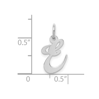 10k White Gold Small Fancy Script Initial E Charm