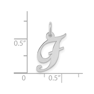 10k White Gold Small Fancy Script Initial F Charm