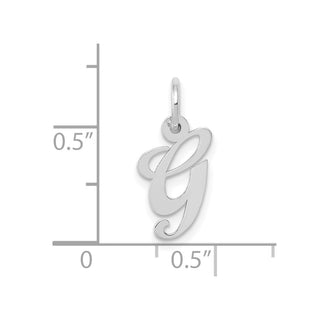 10k White Gold Small Fancy Script Initial G Charm