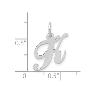 10k White Gold Small Fancy Script Initial K Charm