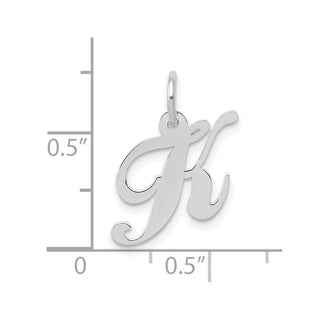 10k White Gold Small Fancy Script Initial K Charm
