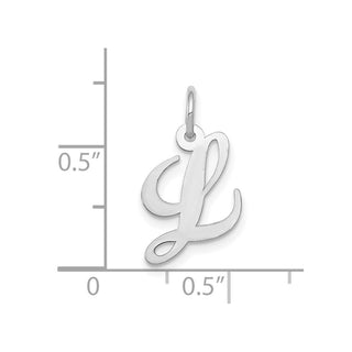 10k White Gold Small Fancy Script Initial L Charm