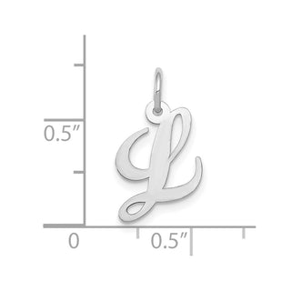 10k White Gold Small Fancy Script Initial L Charm
