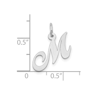 10k White Gold Small Fancy Script Initial M Charm