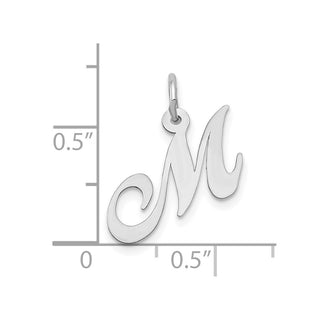 10k White Gold Small Fancy Script Initial M Charm