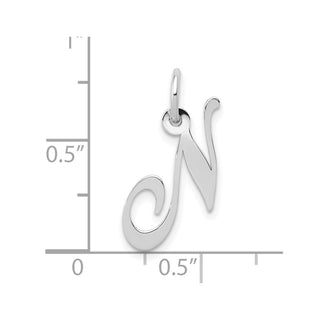 10k White Gold Small Fancy Script Initial N Charm