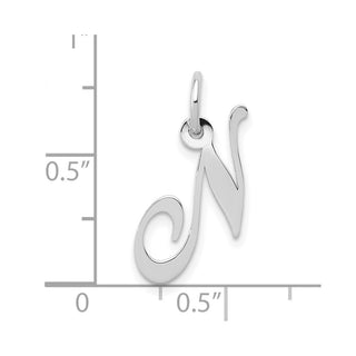 10k White Gold Small Fancy Script Initial N Charm