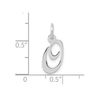 10k White Gold Small Fancy Script Initial O Charm