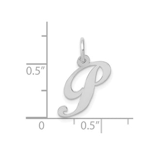 10k White Gold Small Fancy Script Initial P Charm