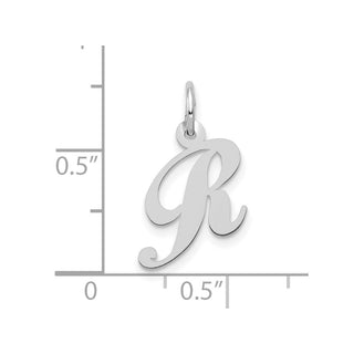 10k White Gold Small Fancy Script Initial R Charm