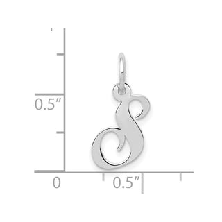 10k White Gold Small Fancy Script Initial S Charm