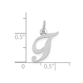 10k White Gold Small Fancy Script Initial T Charm