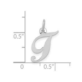10k White Gold Small Fancy Script Initial T Charm