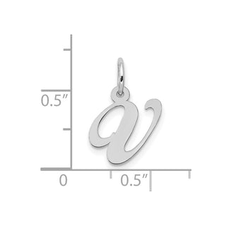 10k White Gold Small Fancy Script Initial V Charm