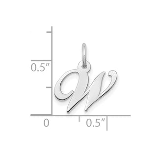 10k White Gold Small Fancy Script Initial W Charm