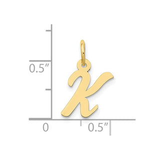 10K Yellow Gold Small Script Initial K Charm 10YC658K