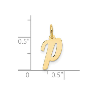 10K Yellow Gold Small Script Initial P Charm 10YC658P