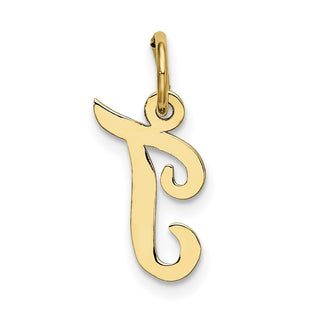 10K Yellow Gold Small Script Initial T Charm 10YC658T