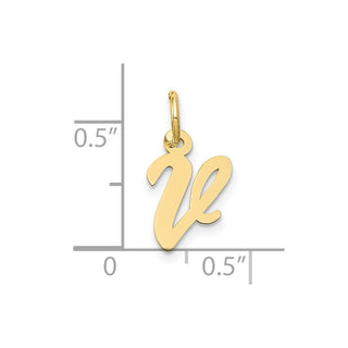 10K Yellow Gold Small Script Initial V Charm 10YC658V