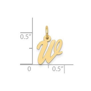 10K Yellow Gold Small Script Initial W Charm 10YC658W